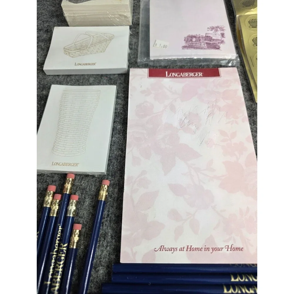Longaberger Stationery Lot Notepads Note Cards Pencils Stickers Accessories